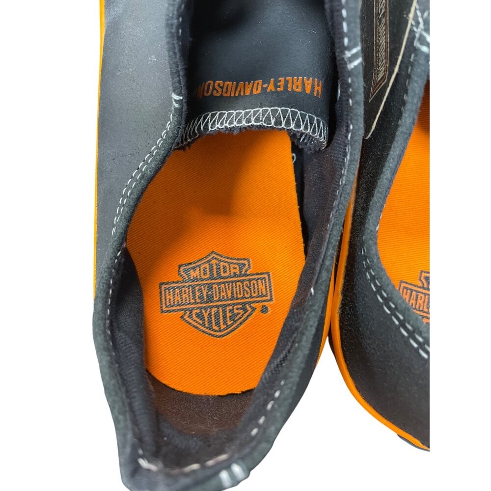 Harley-Davidson Mens Low-Top Vulcon Black Orange Sneakers Size 13 SKU 9405 - Picture 9 of 16